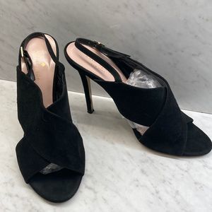 Kate Spade Woman Black Suede Heel Shoes Size 8B Preowned